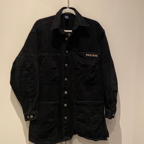Paco Jeans Other - Vintage 80’s Embroidered Paco Jeans black denim oversized jacket shacket